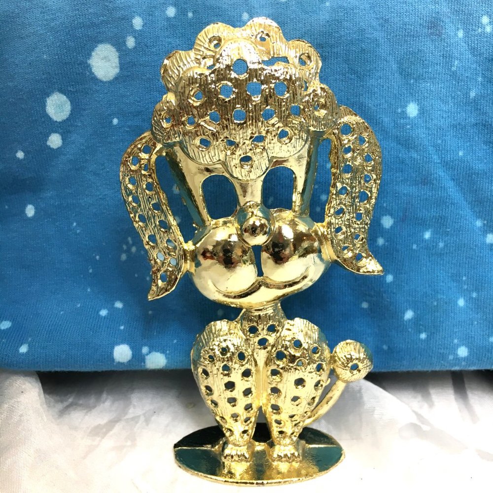 Torfino Kitsch 50's Poodle Earring 5" Stand Gold Tone Metal Vtg 90s